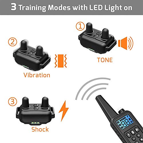 Dog Training Collars Large Shock Collar for Dogs with Remote for Large Dogs Waterproof USB Rechargeable Dog Remote Trainer with Vibration and Beep Mode 800 Yards Range Anti Bark