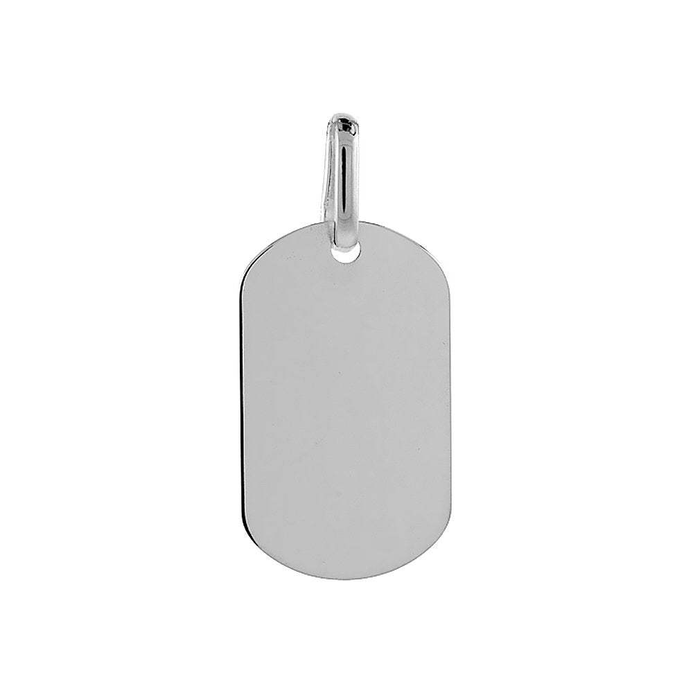 3 Sizes Plain Sterling Silver Dog Tag Necklace for Men & Women Polished Finish Nickel Free Italy Available with or Without Chain