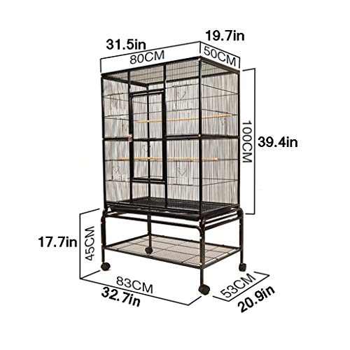Bird Cage Large Metal Parrot Bird Cage Cockatiel Parakeet Canary Lovebird Budgie Parrotlet Finch Parrot Cage Pet Bird Cage with Wheel Birdcages Decor,White