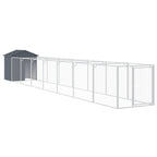 Outdoor Galvanized Steel Dog House with Extended Run Light Gray