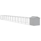 Outdoor Galvanized Steel Dog House with Extended Run Light Gray