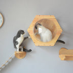 DIY Wall-Mounted Cat Climbing Frame Tree Toy Space Capsule Play House Cave Kitten Bed Wood Pet Furniture(E)