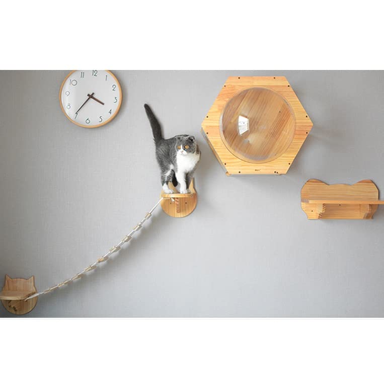 DIY Wall-Mounted Cat Climbing Frame Tree Toy Space Capsule Play House Cave Kitten Bed Wood Pet Furniture(E)