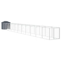 Outdoor Galvanized Steel Dog House with Extended Run Light Gray