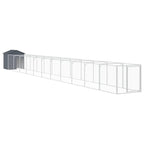 Outdoor Galvanized Steel Dog House with Extended Run Light Gray