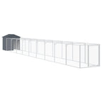 Outdoor Galvanized Steel Dog House with Extended Run Light Gray