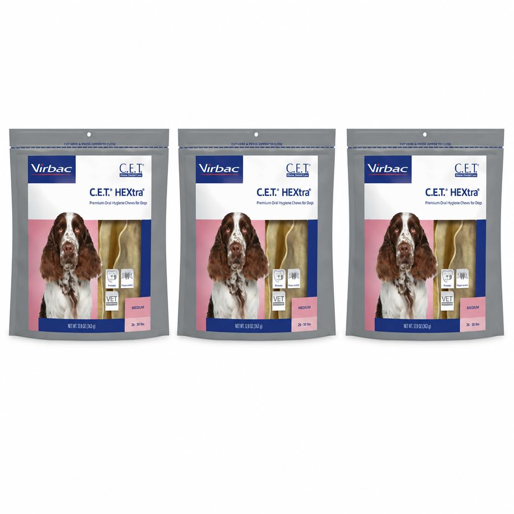 HEXtra Premium Oral Hygiene Chews for Medium Dogs, 26-50 Pounds, 12.8 oz (3 Pack)