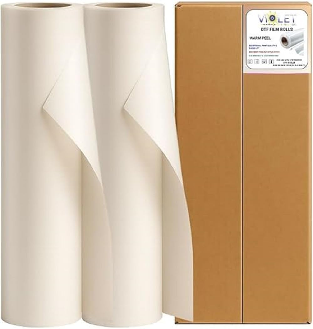 20 DTF Transfer Film Rolls (Hot Peel) 24""x 328ft Double-Sided Clear PET Heat Transfer Paper for Direct-to-Film Printing 24-inch DTF Film Roll Compatible with All DTF Printers for T-Shirts Textile