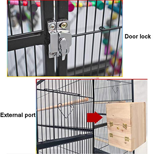 Bird Cage Large Metal Parrot Bird Cage Cockatiel Parakeet Canary Lovebird Budgie Parrotlet Finch Parrot Cage Pet Bird Cage with Wheel Birdcages Decor,White