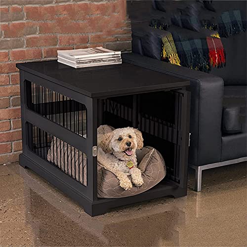 pet Crate Multi-Functional Pet Cage Crate, Indoor Dog Crate Furniture, End Table with Safety Lock, Pet Home Dog Kennel for Small and Medium Dog (Color : Schwarz)