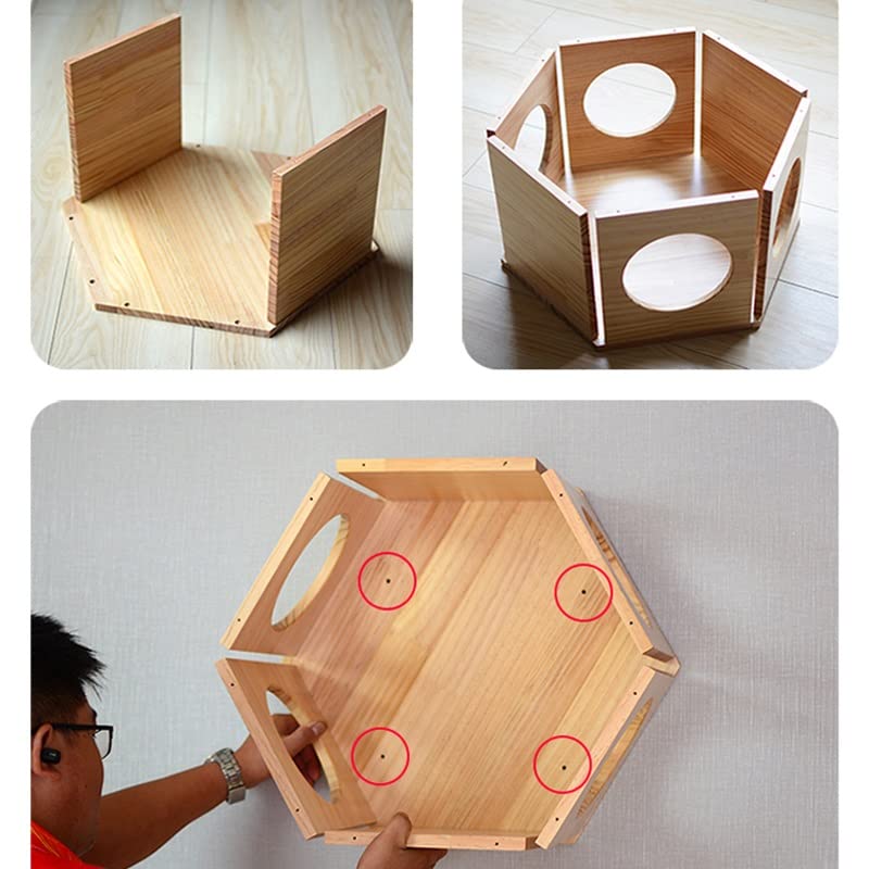 DIY Wall-Mounted Cat Climbing Frame Tree Toy Space Capsule Play House Cave Kitten Bed Wood Pet Furniture(E)