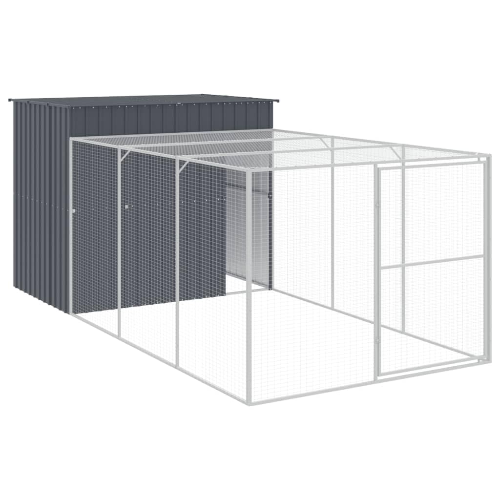 Outdoor Dog House with Extended Run Heavy Duty Galvanized Steel