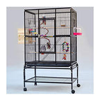 Bird Cage Large Metal Parrot Bird Cage Cockatiel Parakeet Canary Lovebird Budgie Parrotlet Finch Parrot Cage Pet Bird Cage with Wheel Birdcages Decor,White