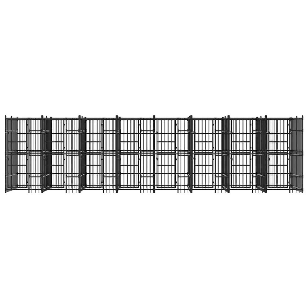 Outdoor Dog Kennel Steel 158.8 Sq Ft Enclosure