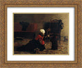 Elizabeth Crowell With A Dog 24x20 Gold Ornate Frame and Double Matted Museum Art Print by Thomas Eakins