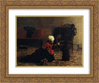 Elizabeth Crowell With A Dog 24x20 Gold Ornate Frame and Double Matted Museum Art Print by Thomas Eakins