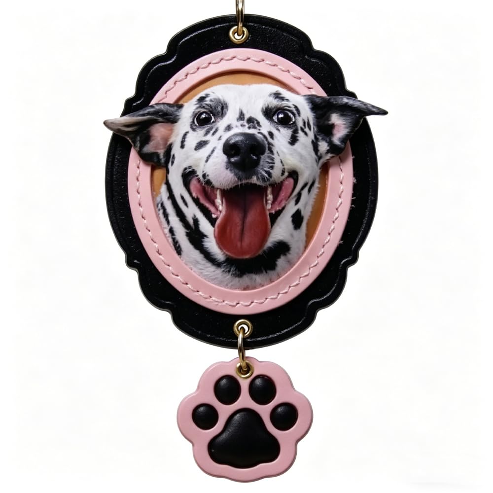 Handmade Stereo Relief Pet Portrait Leather Carving Pendant (Double Pets)