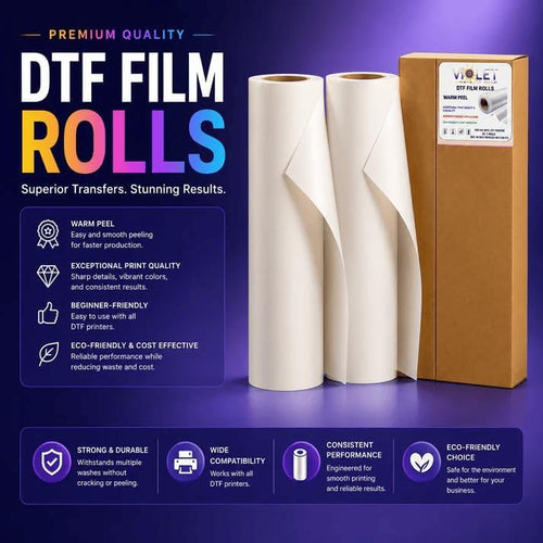 20 DTF Transfer Film Rolls (Hot Peel) 24""x 328ft Double-Sided Clear PET Heat Transfer Paper for Direct-to-Film Printing 24-inch DTF Film Roll Compatible with All DTF Printers for T-Shirts Textile
