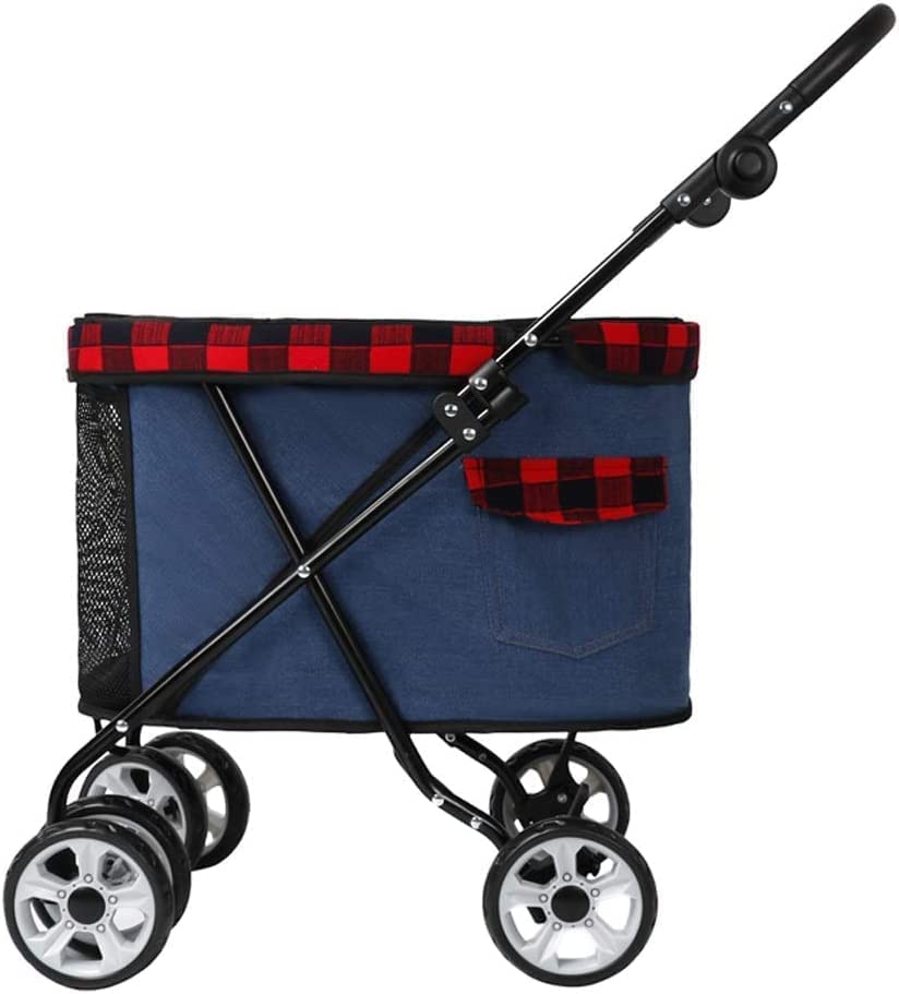 Pet Strollers for Small Dogs Lightweight Dog Pram Stroller 360° Smooth Front Wheel Cat Stroller with Wheels (Dark Blue) (Dark Blue)