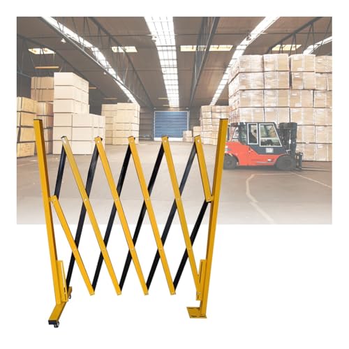 Expandable Metal Barricade Gate, Portable Folding Security Barrier with Wheels for Construction & Traffic Control - Scissor Door 1.2x2.5m