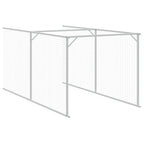 Outdoor Galvanized Steel Dog House with Extended Run Light Gray