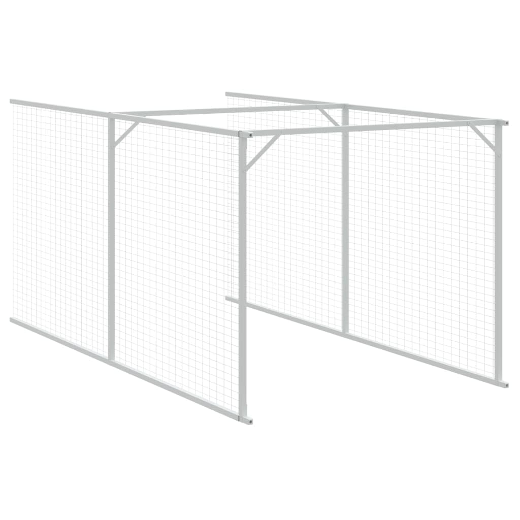 Outdoor Galvanized Steel Dog House with Extended Run Light Gray