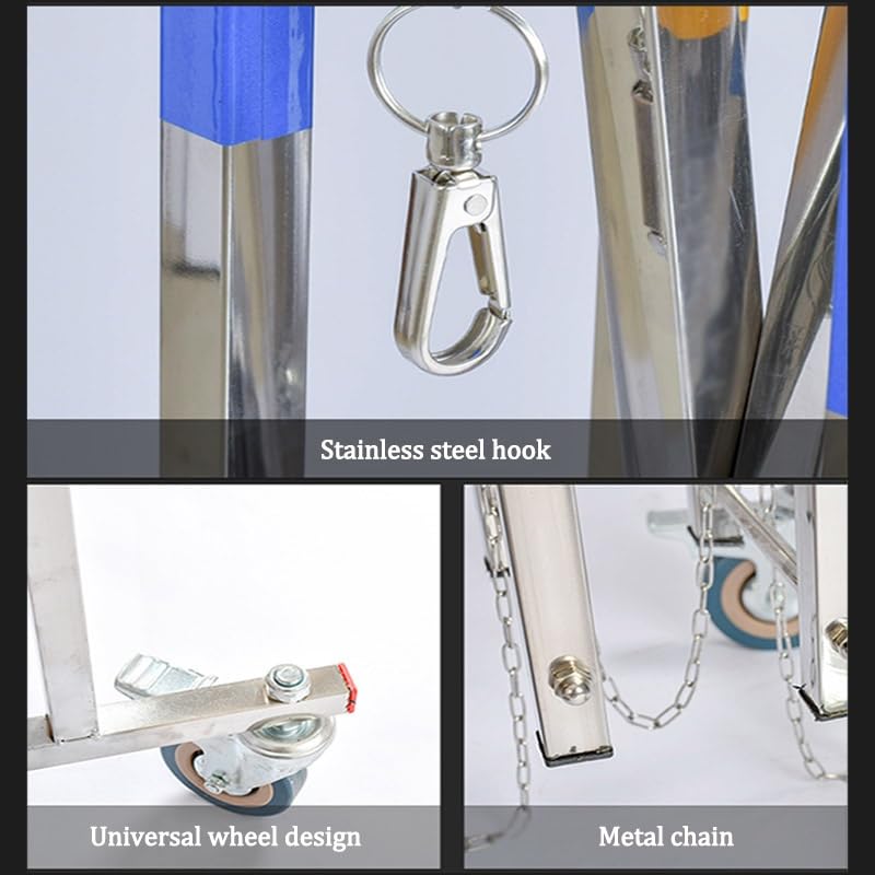 Expandable Barricade for Driveway Expandable Barricade Stainless Steel, Industrial Mobile Safety Barrier Gate with Casters, Retractable Traffic Fence for Supermarket School Road(4.