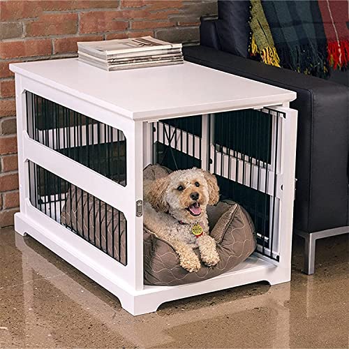 pet Crate Multi-Functional Pet Cage Crate, Indoor Dog Crate Furniture, End Table with Safety Lock, Pet Home Dog Kennel for Small and Medium Dog (Color : White)
