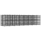 Steel Outdoor Dog Kennel with Lockable Latch, Powder-Coated Steel Dog Enclosure for Playing, Exercising, and Training