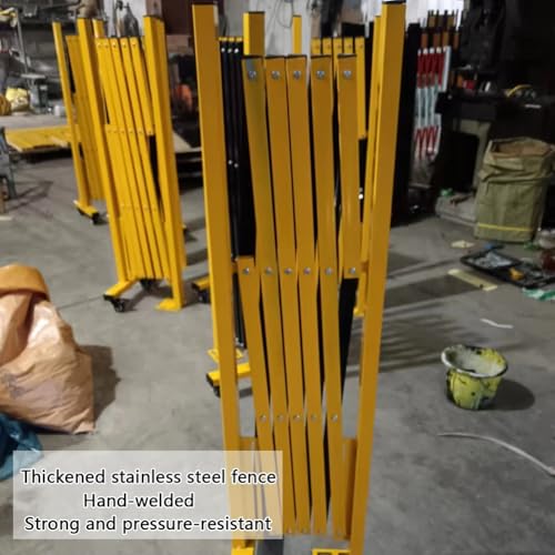 Expandable Metal Barricade Gate, Portable Folding Security Barrier with Wheels for Construction & Traffic Control - Scissor Door 1.2x2.5m