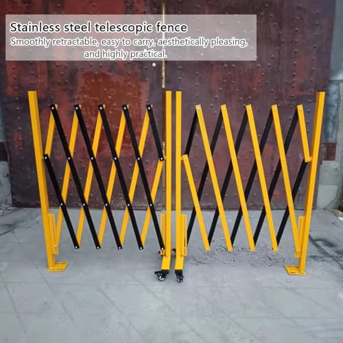 Expandable Metal Barricade Gate, Portable Folding Security Barrier with Wheels for Construction & Traffic Control - Scissor Door 1.2x2.5m