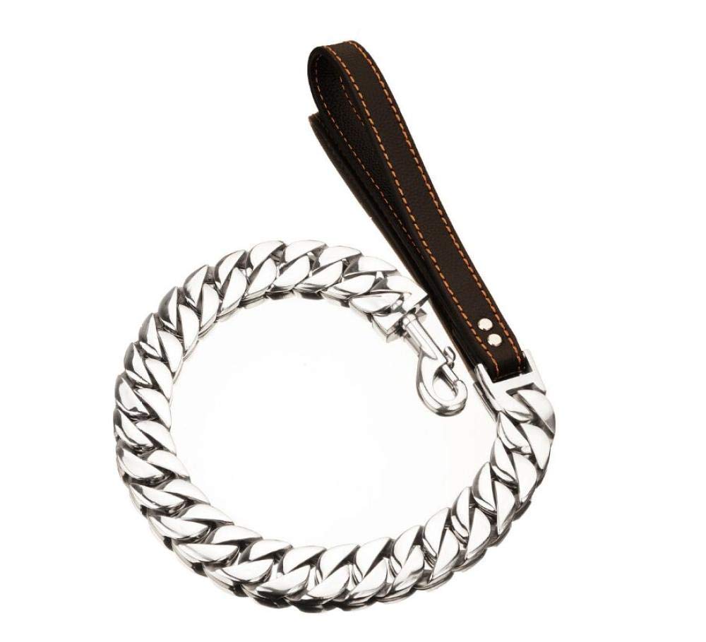 Running Lead Rope 32mm Dog Collar Chain Gold 316 Stainless Steel Bulldog Pitbull Collar Lead Pet Chain Necklace Trainning Large Dog Collar-Leash Only_XL 55cm