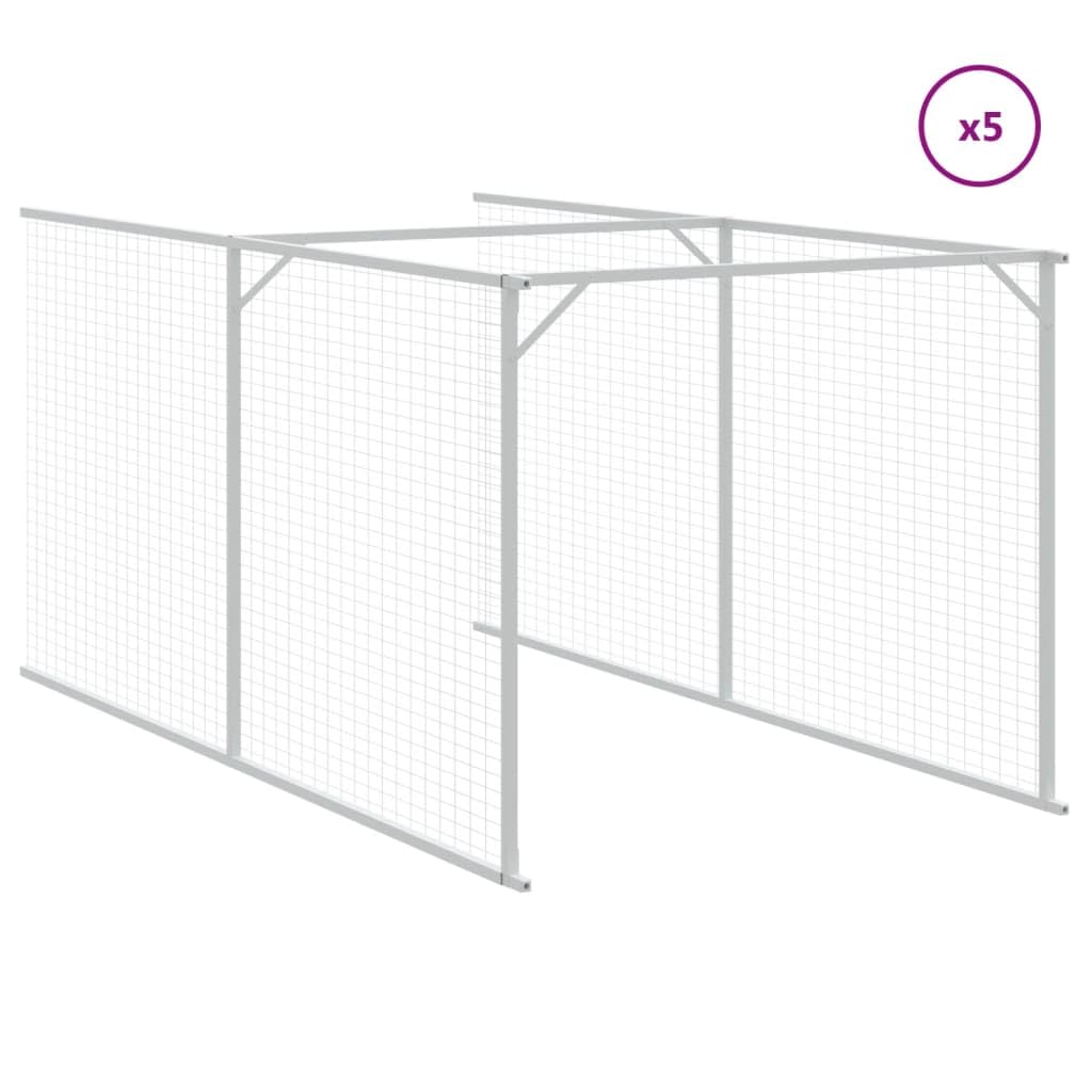 Outdoor Galvanized Steel Dog House with Extended Run Light Gray