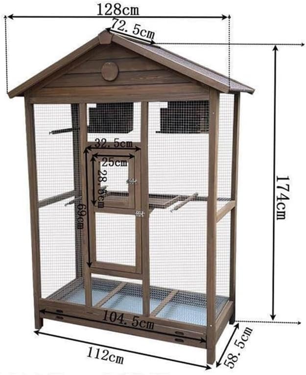Spacious Wooden Bird Cage with Wheels for Indoor Parrots,