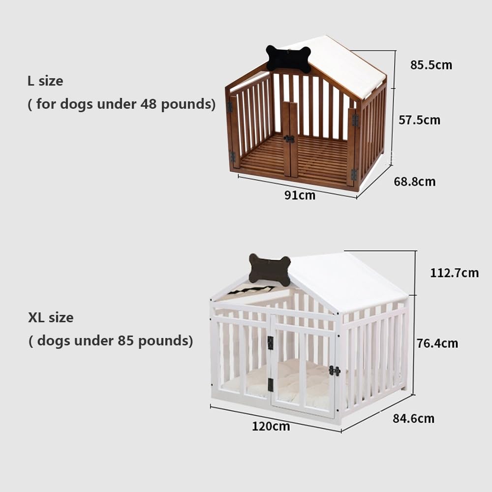 cat Enclosure Solid Wood Dog House Indoor Small Breed Pet Kennel(White,XL)