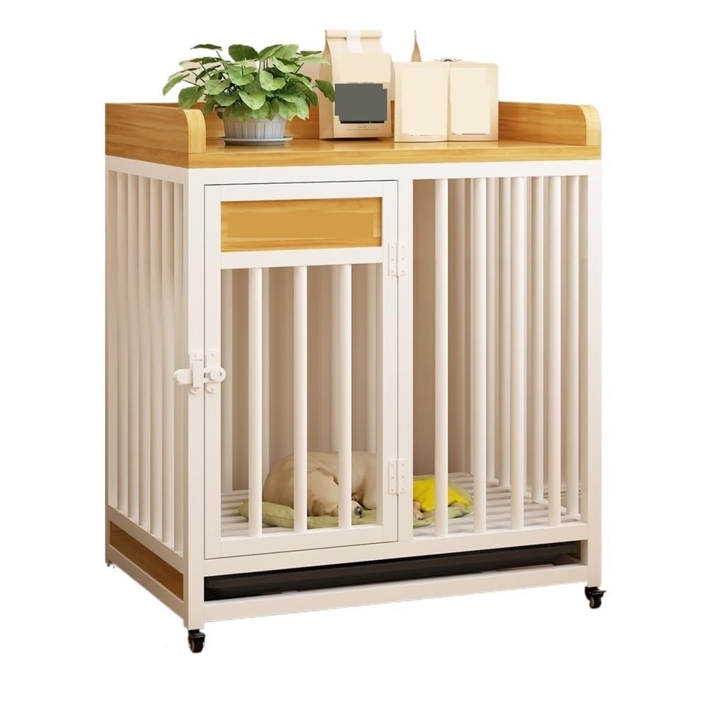 Dog Kennel White/Black Dog Crate Pet Indoor Small & Medium with Litter Box Thickened & Reinforced Home Kennel for Home Use(White)