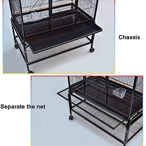 Bird Cage Large Metal Parrot Bird Cage Cockatiel Parakeet Canary Lovebird Budgie Parrotlet Finch Parrot Cage Pet Bird Cage with Wheel Birdcages Decor,White