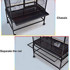 Bird Cage Large Metal Parrot Bird Cage Cockatiel Parakeet Canary Lovebird Budgie Parrotlet Finch Parrot Cage Pet Bird Cage with Wheel Birdcages Decor,White