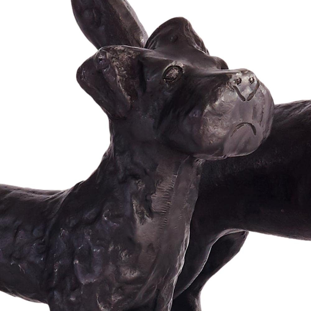 MY SWANKY HOME Vintage Style Set of 3 Terrier Dog Statues Black Bronze Metal Scottie Westie