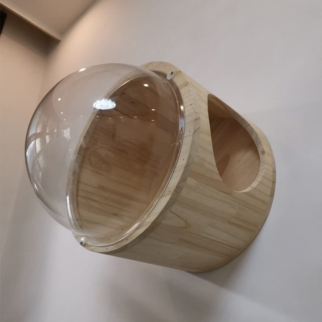 DIY Wall-Mounted Cat Climbing Frame Tree Toy Space Capsule Play House Cave Kitten Bed Wood Pet Furniture(E)