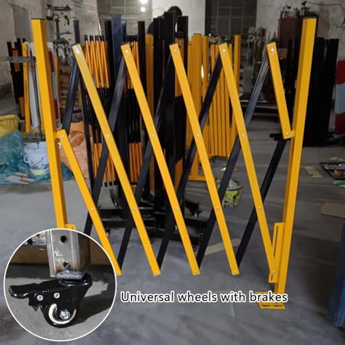 Expandable Metal Barricade Gate, Portable Folding Security Barrier with Wheels for Construction & Traffic Control - Scissor Door 1.2x2.5m