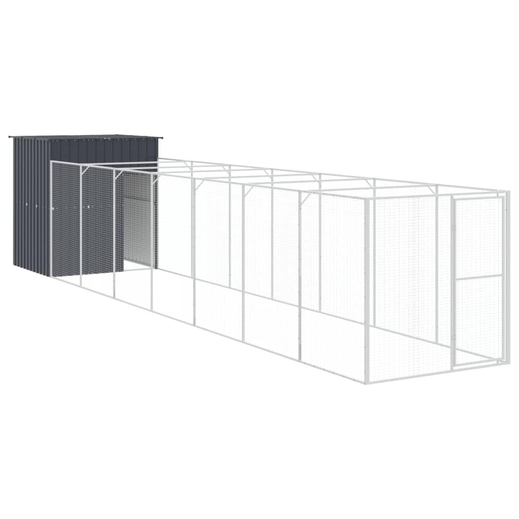 Dog House with Extended Run Galvanized Steel 65"x339.8"x71.3"