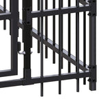 Steel Outdoor Dog Kennel with Lockable Latch, Powder-Coated Steel Dog Enclosure for Playing, Exercising, and Training