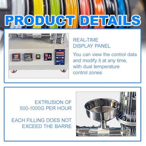 3D Printer Filament Maker, 1000w Pellet Extruder,for ABS/TPU/PET Materials, Ideal for Custom Filament Production