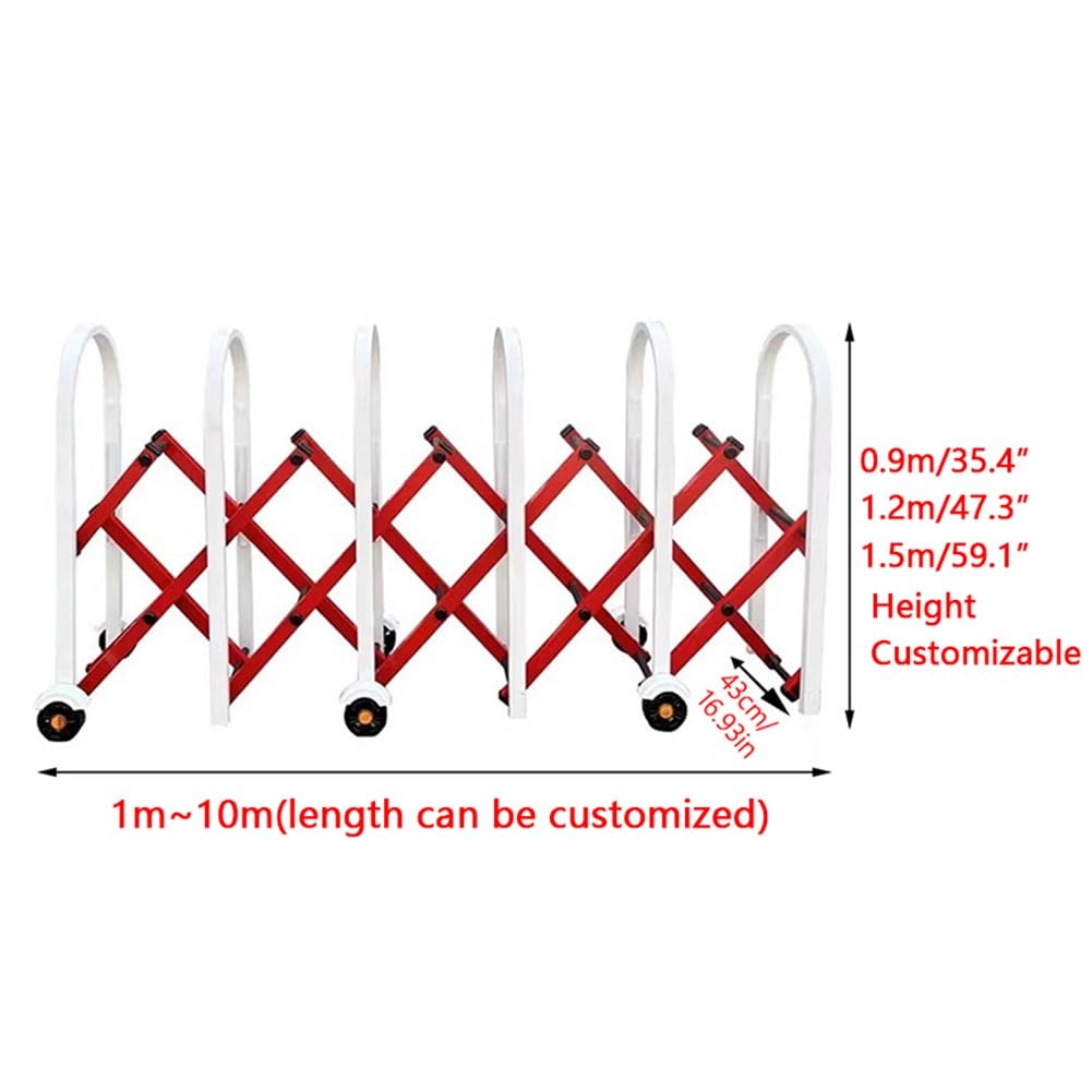 Retractable Mobile Barricade - Adjustable Stainless Steel Security Barrier with Wheels - Durable Vehicle Entry Gate (Red 0.9x9m) - Portable Safety Solution for Event Control
