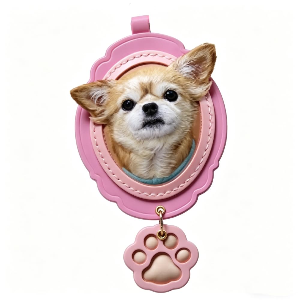 Handmade Stereo Relief Pet Portrait Leather Carving Pendant (Double Pets)