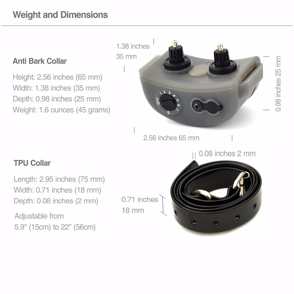 Dog Collar Rechargeable and Waterproof Anti Bark with Static Shock no Stop Training