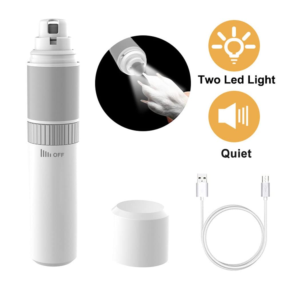 Dog Nail Grinder, Rechargeable Dog Nail Trimmer Adjustable Speed Electric Powerful Pet Nail File Quiet Painless Paws Groomer Smoother for Small Medium Large Dogs Cats