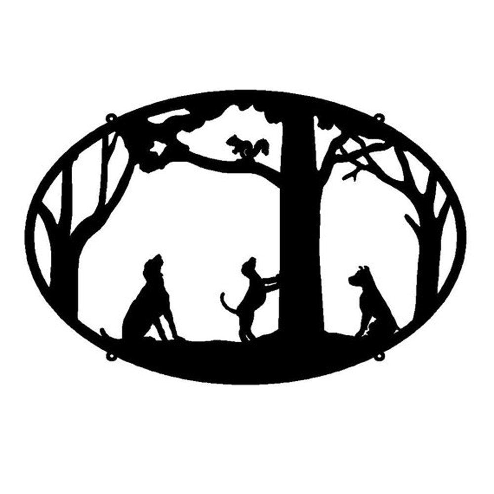 Dogs and Squirrel Metal Sign (H11)