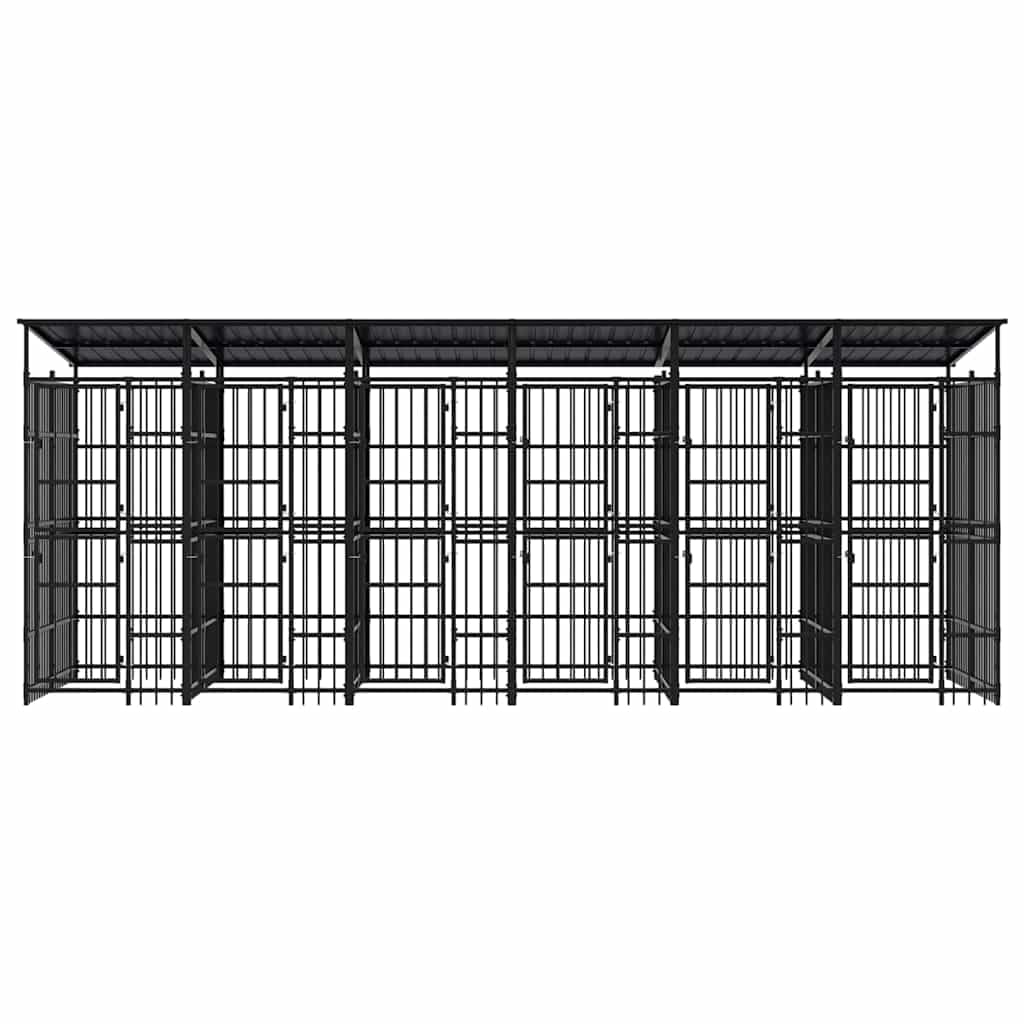 Steel Outdoor Dog Kennel with Roof 119 ft²